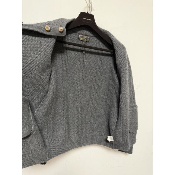 Jos A Bank Reserve Sweater Mens XL Gray Wool Button Front Elbow Patch Cardigan - Picture 6 of 16